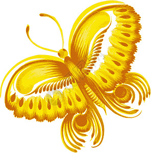 黄黄蝴蝶艺术装饰品叶子民间卡通片卡片时间手绘水彩高清图片