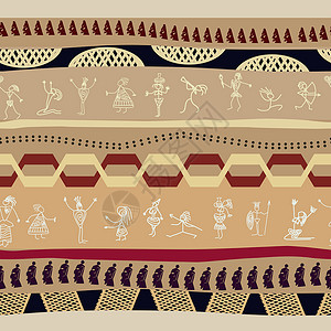 无缝部落模式 带有原始雕像的轮光影墙纸电脑民族踪迹装饰品艺术文化绘画娱乐风格背景图片