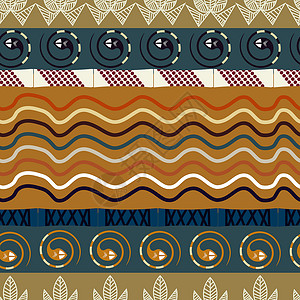 达玉部落带莲玉和蛇的部落无缝模式插画