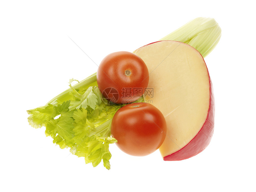 配西菜和番茄的爱丹奶酪奶制品棍子生产蔬菜食物小吃西红柿水果零食午餐图片
