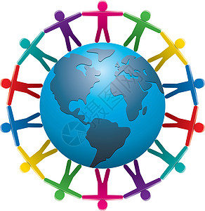 世界各地的人剪贴友谊行星朋友蓝色团队紫色社区插图旅行插画