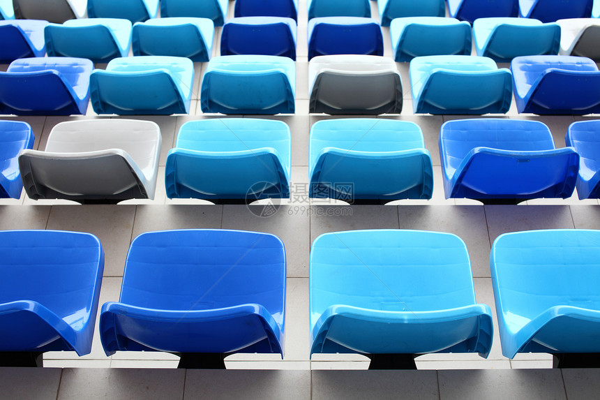 体育场的座位椅子空白团体建筑游戏会场竞赛塑料蓝色图片