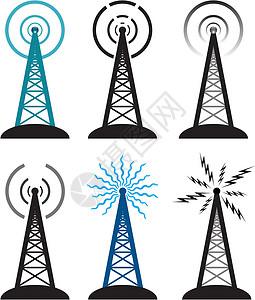 塔图无线电信号塔符号黑色技术蓝色网络收音机灰色全球数据播送工业设计图片