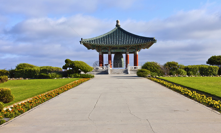韩国友谊在加州圣佩德罗公园观光植物纪念馆日落装饰艺术花朵旅行植被展示图片