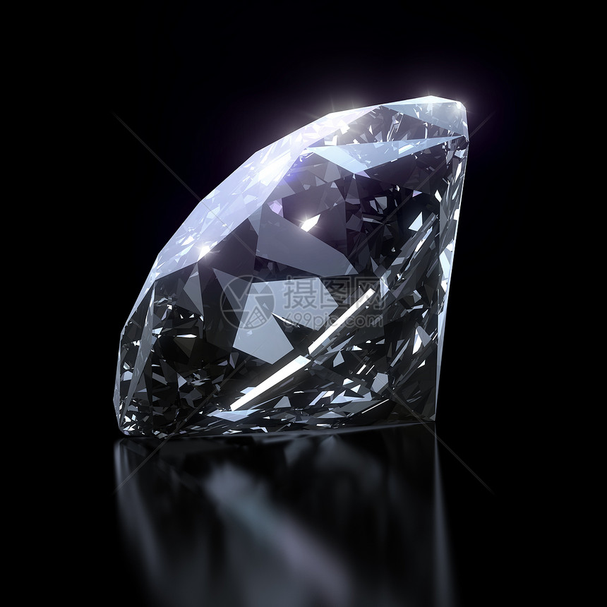 黑色背景的闪亮钻石夹子蓝色石头艺术礼物图片