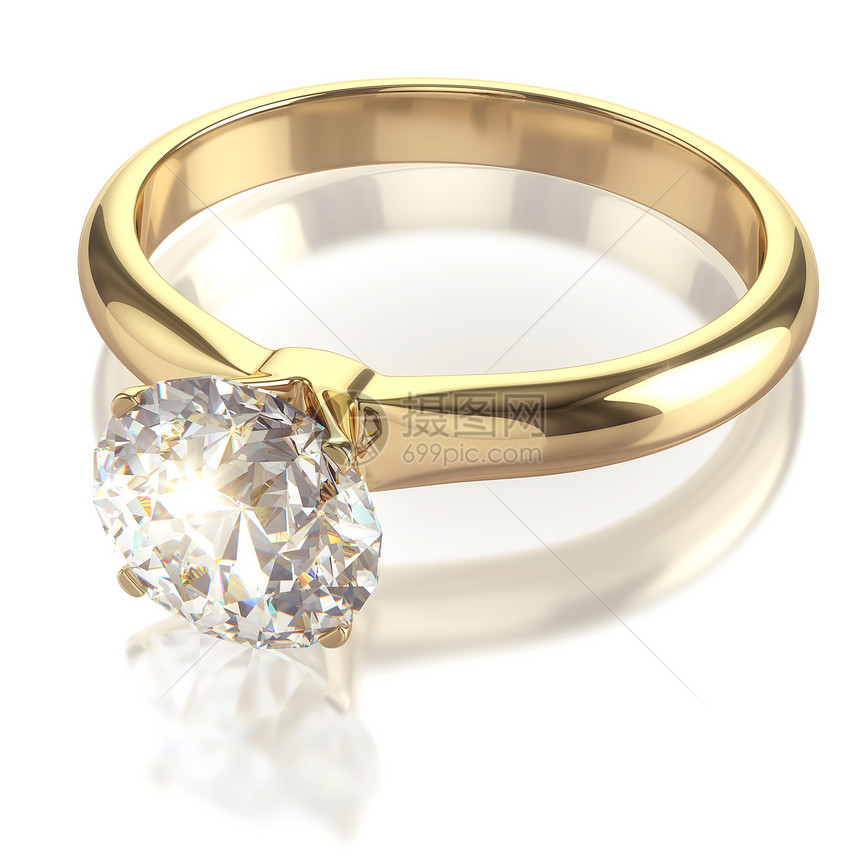 孤立的钻石金环水晶折射宏观石头礼物周年订婚奢华婚姻宝藏图片