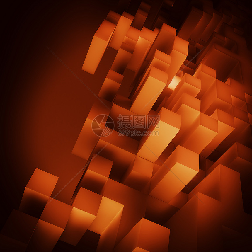 3D 橙色立方体背景图片