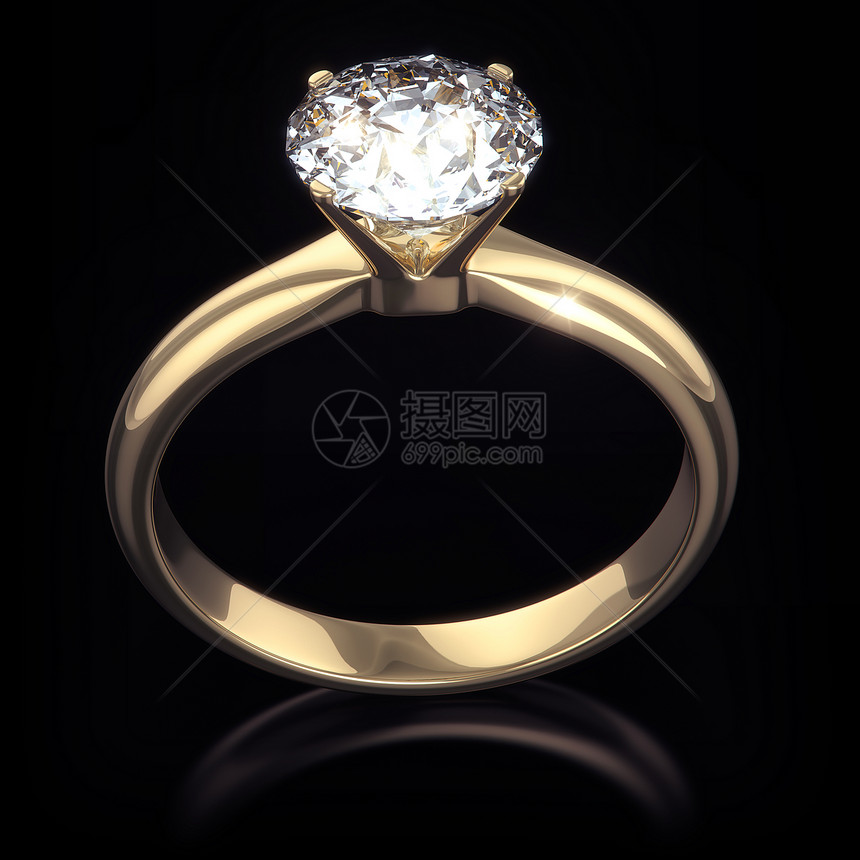 钻石环  孤立在黑色背景和剪切路径上蓝色玻璃奢华婚姻百万富翁水晶展示圆圈珠宝金子图片