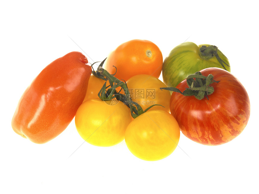 有机番茄组织传家宝食物白色红色黄色绿色金子水果沙拉黑色图片