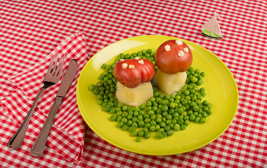 多彩多彩蔬菜美食孩子们水平卫生保健土豆营养盘子创造力饮食图片