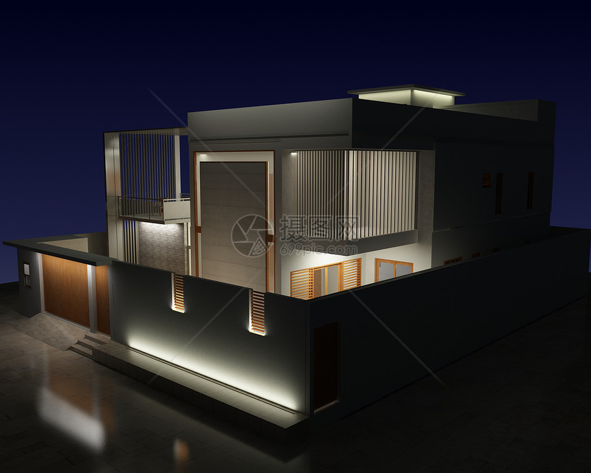3D 住宅外侧视图渲染项目别墅公寓建筑财产插图住房小屋建筑学图片