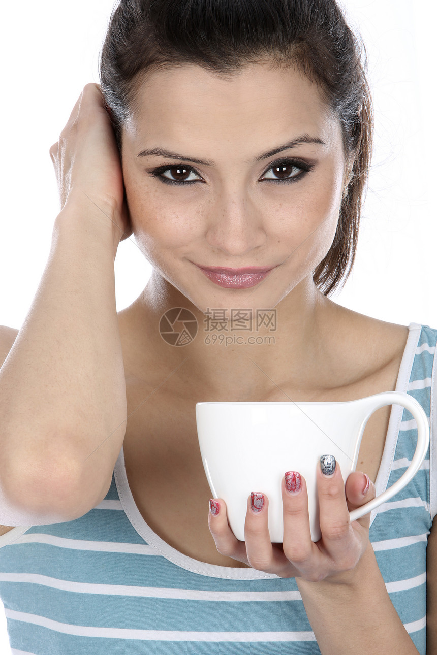 妇女喝杯茶 女婴饮茶咖啡女士头发白色图片