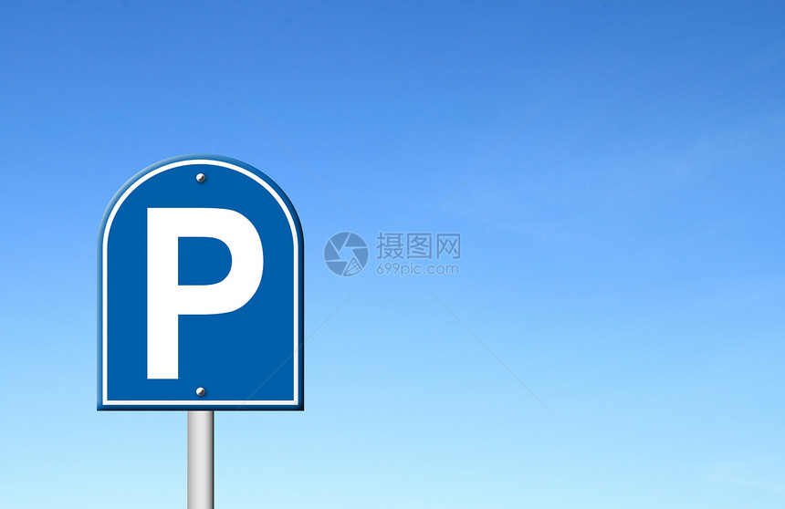 蓝色天空的停车牌信号联盟街道交通城市插图标签安全金属驾驶图片