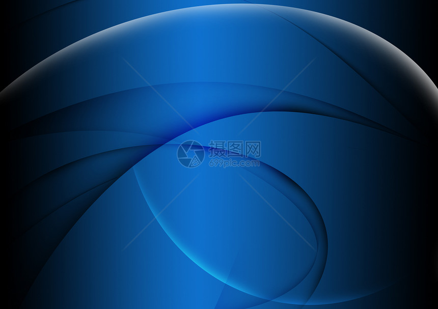 抽象卷和曲线 蓝色背景图片