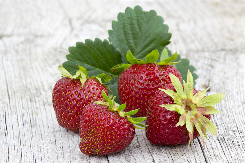 新鲜草莓水平红色养分水果叶子白色甜点浆果果味宏观图片