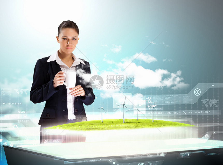 环境问题和高技术创新 环境与技术革新按钮风车屏幕女性高科技商务网络技术团体导航图片