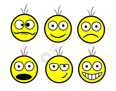 一组微笑大眼睛邮票头发休息编码插曲贴纸插图角色符号背景图片