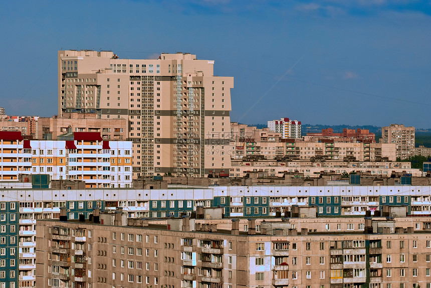 城市景观天空蓝色房屋天堂建造阳台建筑白色图片