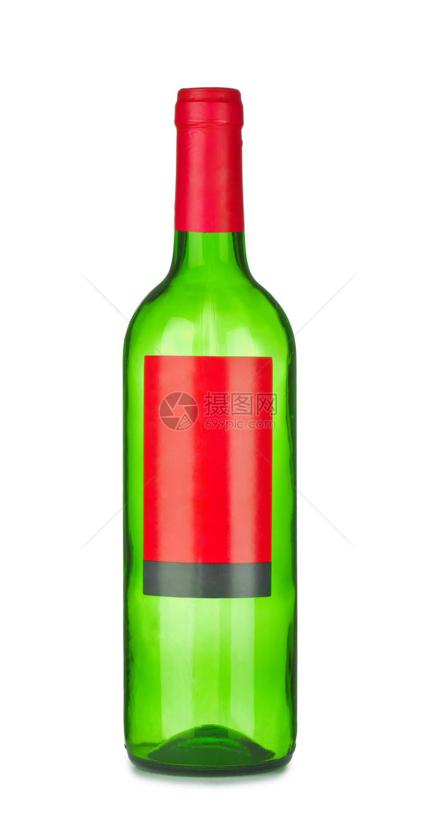 配有标签的红酒绿色瓶子图片
