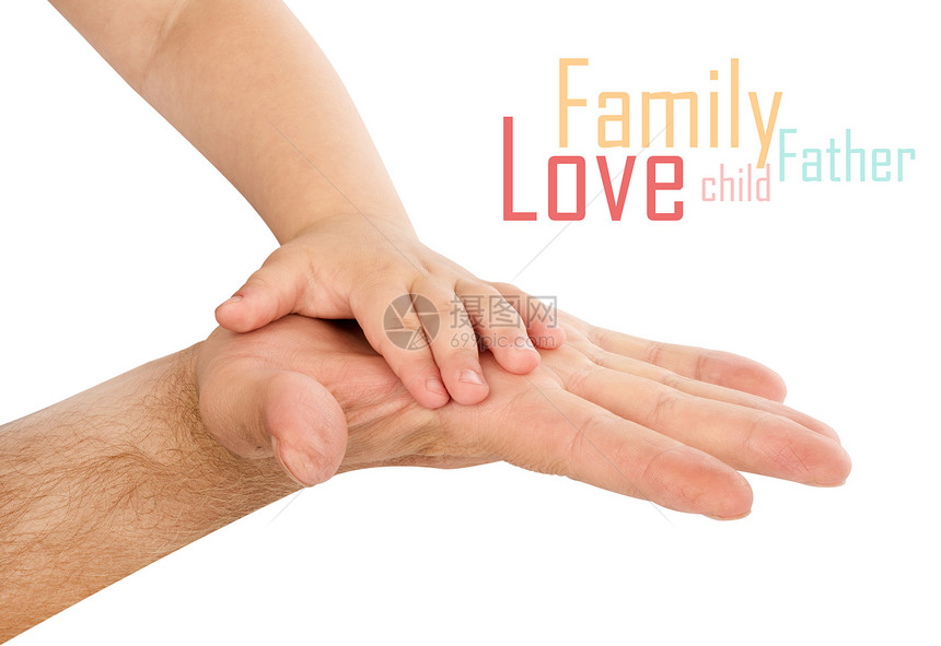 父亲的手和婴儿的手父母孩子手指新生手臂护理手势白色压痛休息图片