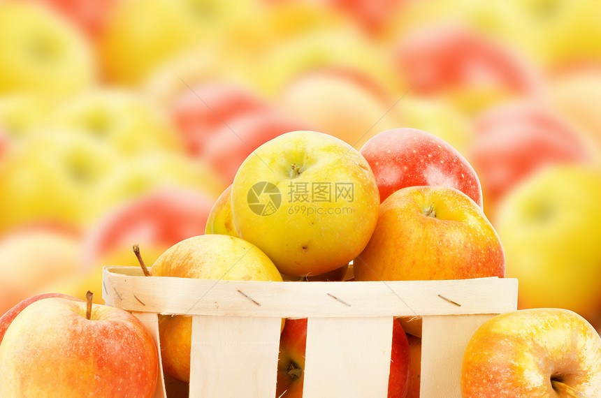 新鲜多彩苹果茶点农村红色绿色饮食篮子食物农业蔬菜黄色图片