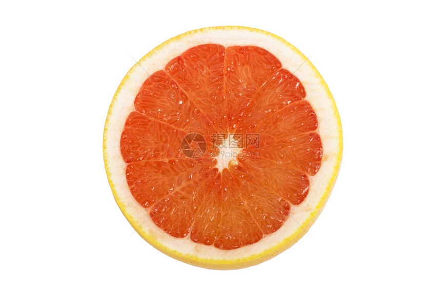 白底孤立的红葡萄油碎片切片甜点橙子柚子白色异国热带粉色情调维生素食物图片