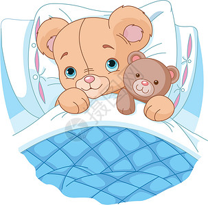 婴儿熊在床上可爱图片