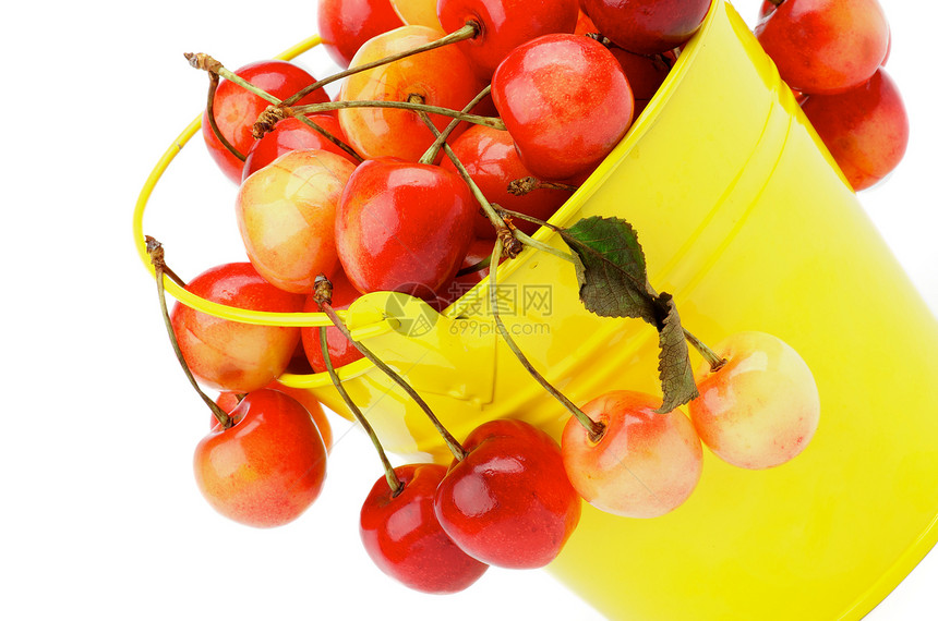 甜甜樱桃食品黄色美食家浆果红色素食白色素食者水果健康饮食图片