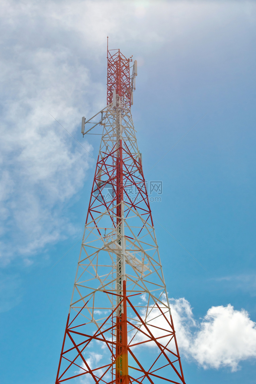 电讯塔天线播送网络商业收音机细胞天空信号海浪带宽图片