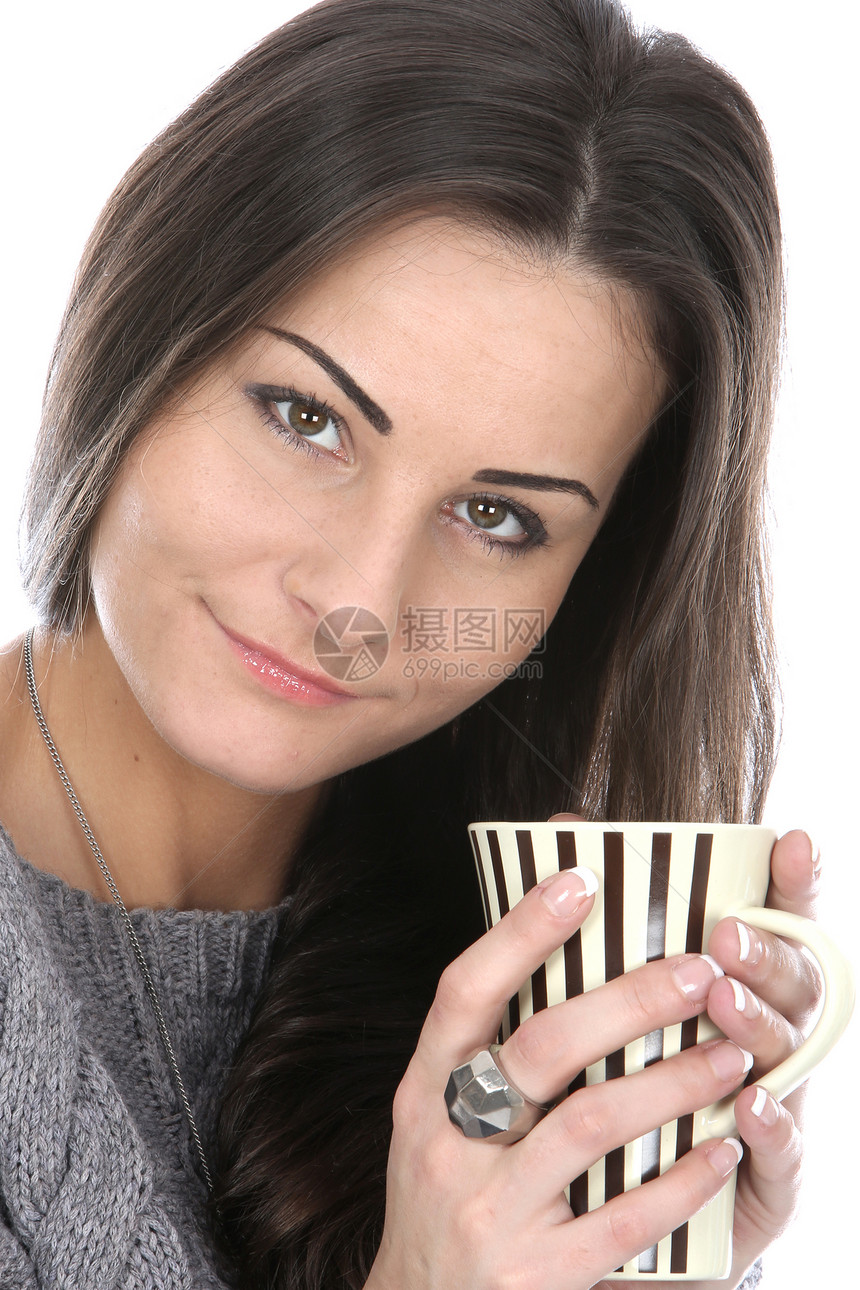 妇女喝咖啡的焦糖白色头发女士咖啡图片