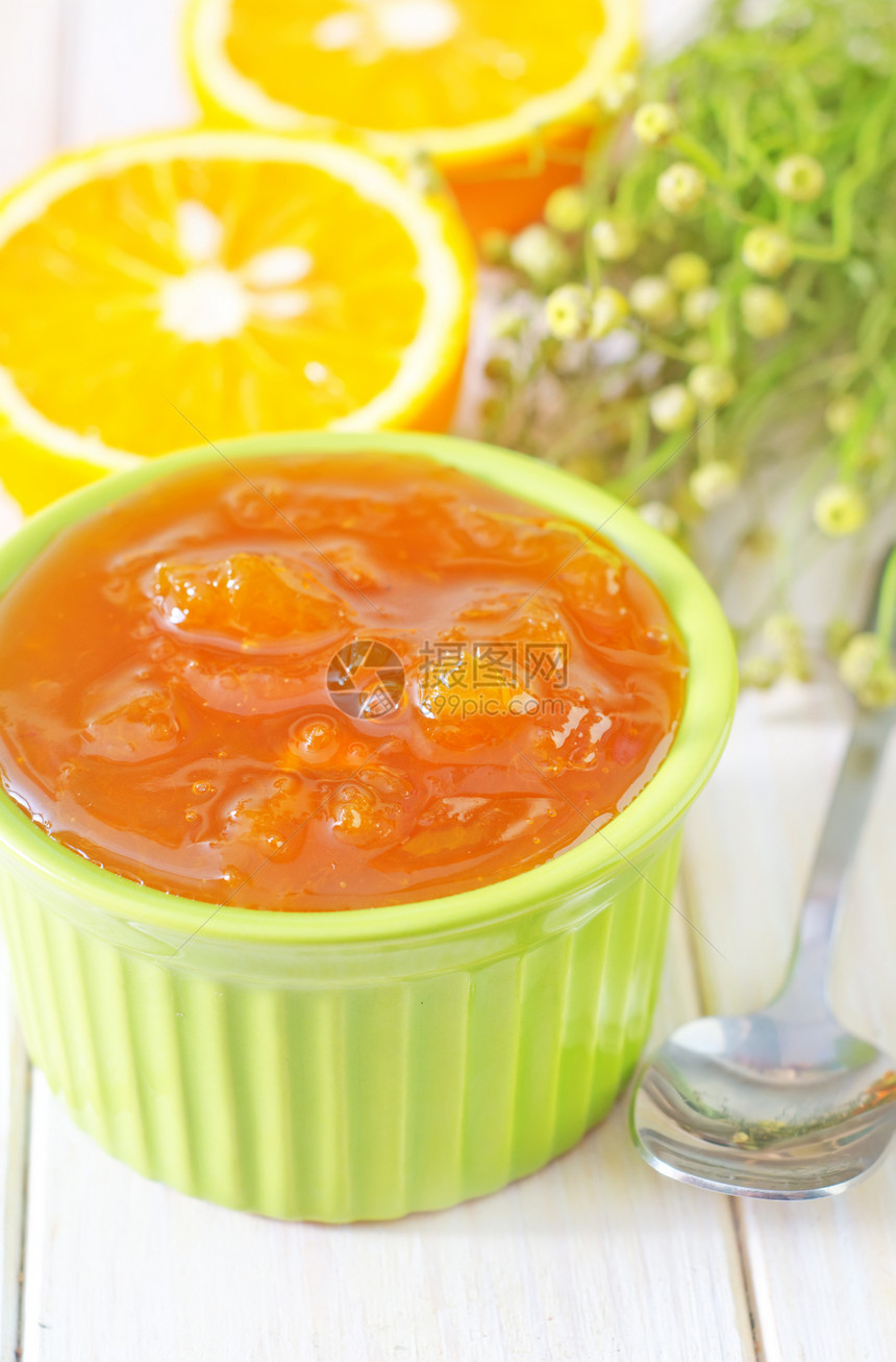 橙果酱食谱产品肉桂甜点厨房叶子烹饪维生素勺子桌子图片