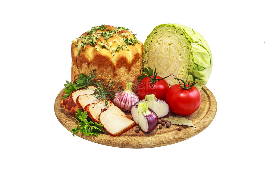 蔬菜和面包文化红色香料香菜叶子胡椒食物烘烤洋葱绿色图片