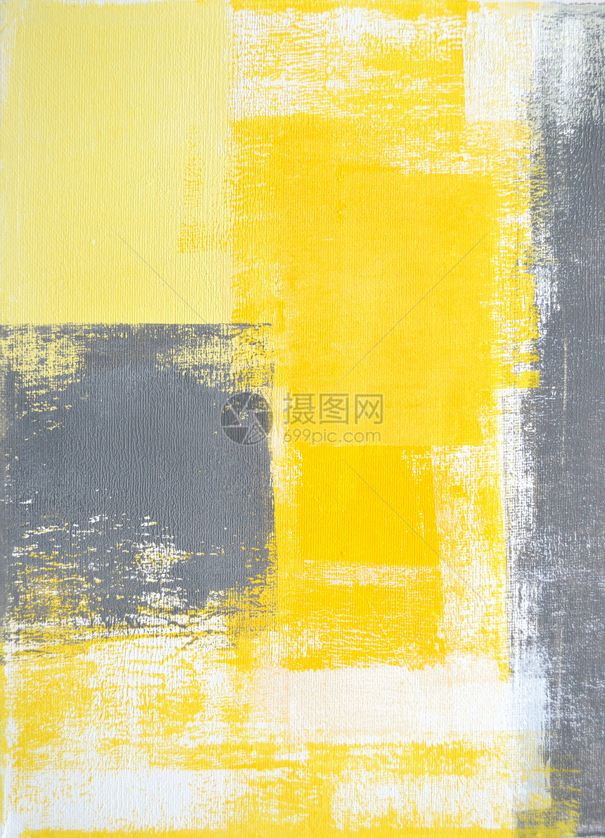 灰色和黄色摘要绘画线条装饰画廊艺术品墙壁帆布设计艺术正方形办公室图片