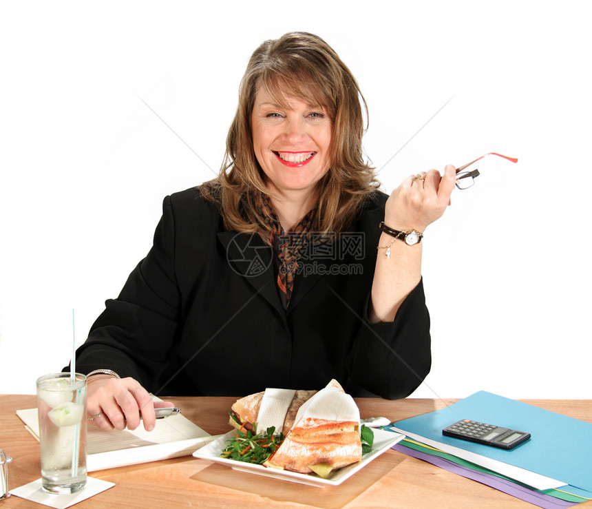 女商务人士午餐午餐微笑人员业主行政围巾导师商业女士女性餐巾图片