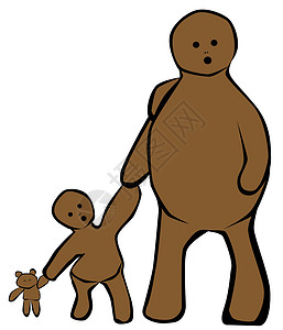 妇幼保健院妇幼母亲和子女孩子儿子玩具熊女儿成人插画
