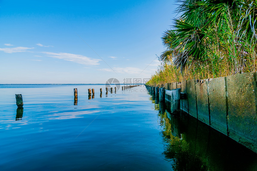 Florida海滩场景苍鹭阳光波浪微风天空海洋日落云景戏剧性海岸图片