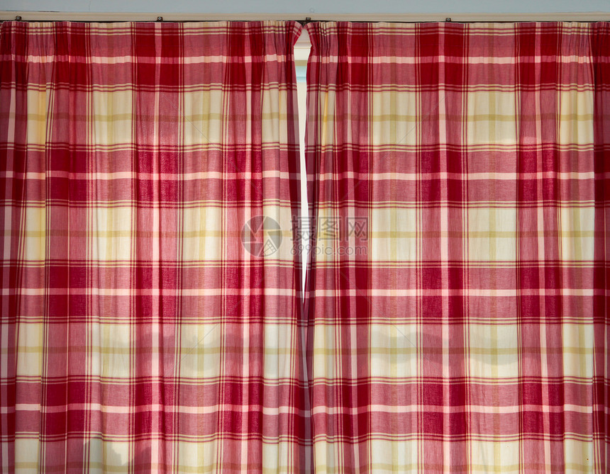 窗帘厨房入口推介会织物亚麻农家棉布黄色红色图片