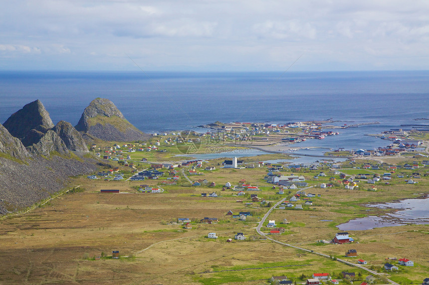 挪威城镇风景全景海洋海岸线海岸支撑村庄图片