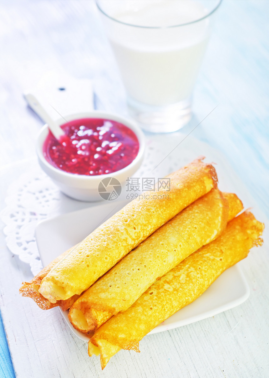 煎饼饼小吃水果食物早餐甜点装饰品牛奶营养午餐糕点图片