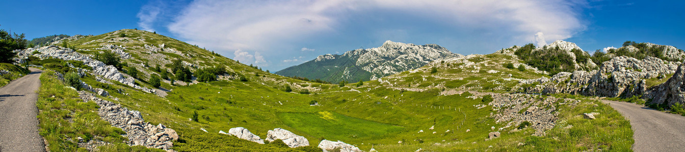 岩溶地形Velebit山地荒野全景背景