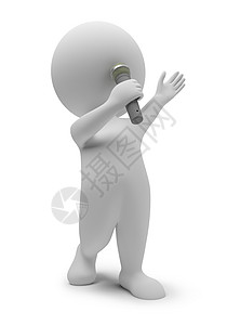 3D小人歌手岩石叙述者音乐家白色舞蹈领导者低音音乐会主持人音乐背景图片