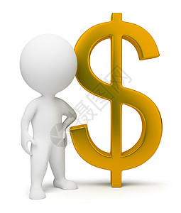 3d小人口     美元符号白色金子男人金融货币硬币商业储蓄数字投资背景图片