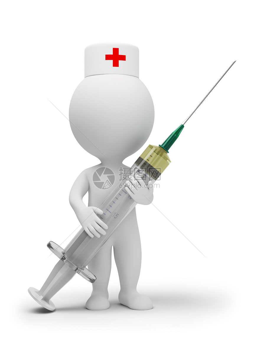 3d小人     带注射器的医生药物护士医疗注射药品援助红色疫苗数字白色图片
