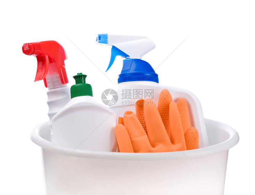 清洁用品包白色洗碗绿色瓶子卫生手套洁净生活洗涤剂蓝色图片