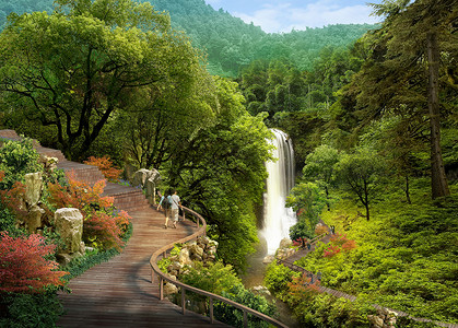 3D 景观可视化树木居住灌木公园植物渲染规划背景图片