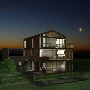 3D 房屋建造居住渲染街道房地产营销玻璃房子窗户背景图片
