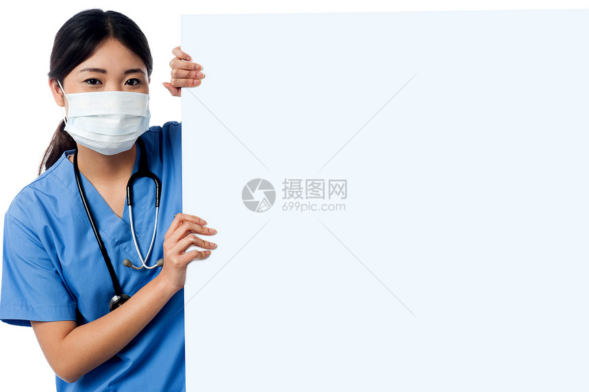 把医院的广告放在这里职业广告牌从业者口罩白色空白护士保护商业卫生图片