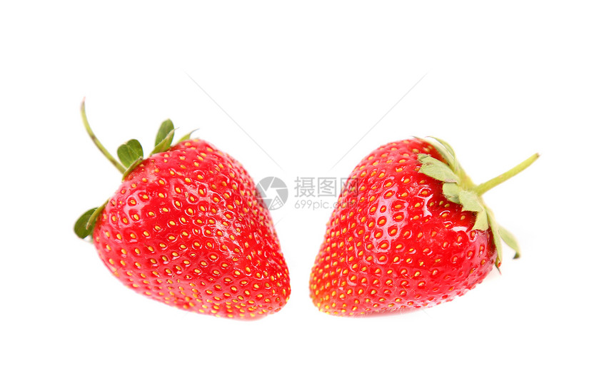红草莓 两杯新鲜的红草莓加叶子图片