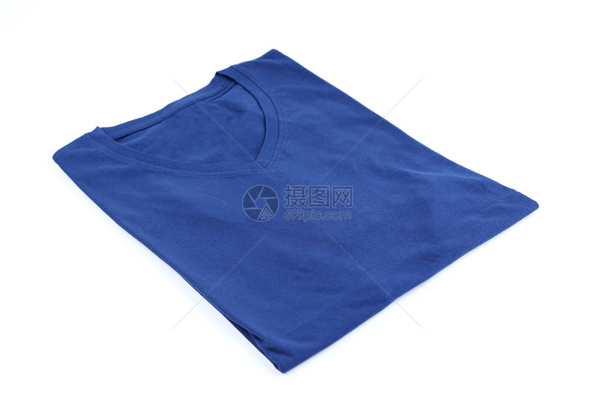 男人的蓝色T恤和剪切路径收藏纺织空白短袖衬衫衣服纺织品工业白色棉布图片