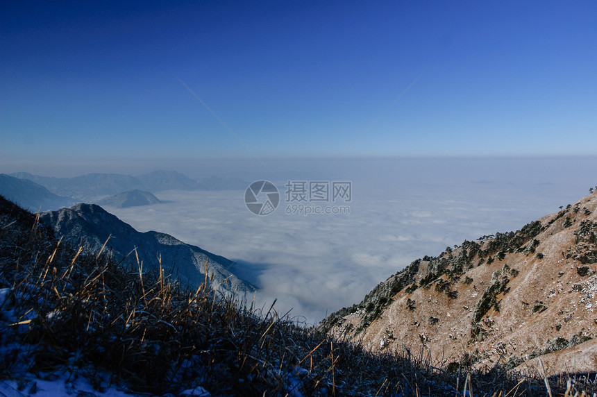 山风景场景晴天武功太阳旅行白色日出远足山脉图片